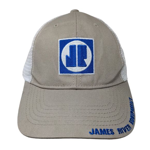 James River Equipment Strapback Trucker Hat Tan One Size Colorblock Mesh Back - Picture 1 of 8